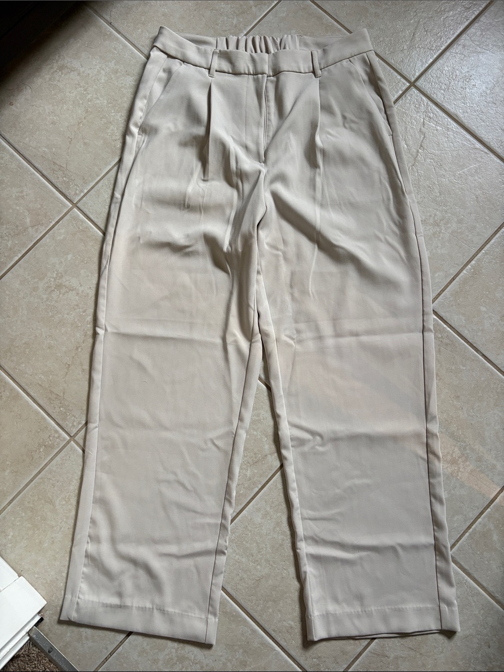 Old Navy Cream Straight-Leg Dress Trousers